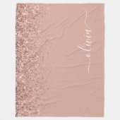 Couverture Polaire Rose Gold Blush Pink Parties scintillant Script Mo (Devant)