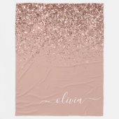 Couverture Polaire Rose Gold Blush Pink Parties scintillant Script Mo (Devant)