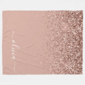Couverture Polaire Rose Gold Blush Pink Parties scintillant Script Mo (Devant (Horizontal))
