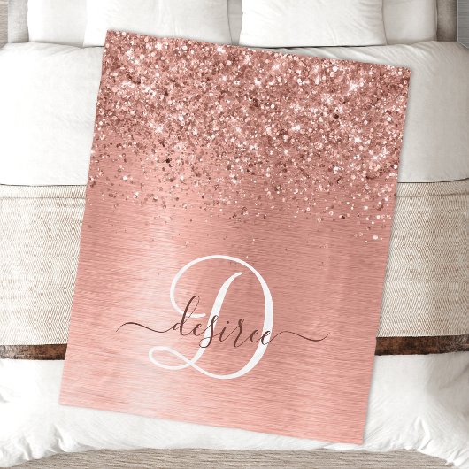 Couverture Polaire Rose Gold brossé Parties scintillant métallique No