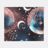 Couverture Polaire Rose Gold Celestial Moon Blanket – Luxury Seamless (Devant (Horizontal))