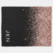 Couverture Polaire Rose Gold Fard Rose Pailleté Monogramme Initiales (Devant (Horizontal))