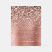 Couverture Polaire Rose Gold Métal Brossé Paillettes Monogramme (Devant)