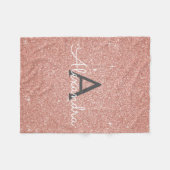 Couverture Polaire Rose Gold Pailleté Monogramme Nom (Devant (Horizontal))