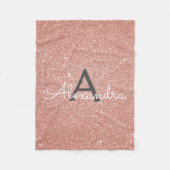 Couverture Polaire Rose Gold Pailleté Monogramme Nom (Devant)