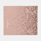 Couverture Polaire Rose Gold Pailleté Monogramme Nom Rose Pâle (Devant (Horizontal))