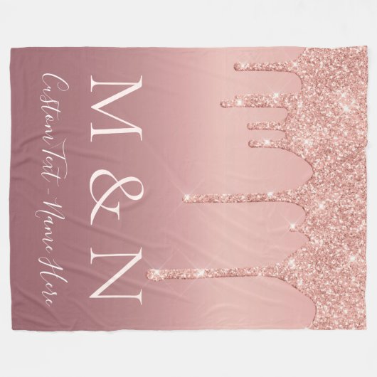 Couverture Polaire Rose Gold Personnalisé Vos Lettres Nom Fleece Blan (Devant (Horizontal))