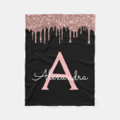 Couverture Polaire Rose Gold - Rose Pâle Pailleté Monogramme Noir (Devant)