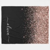 Couverture Polaire Rose Gold Rose Pâle Paillettes Monogramme Script F (Devant (Horizontal))