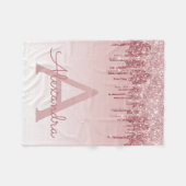 Couverture Polaire Rose Gold Sparkle Parties scintillant Monogramme N (Devant (Horizontal))