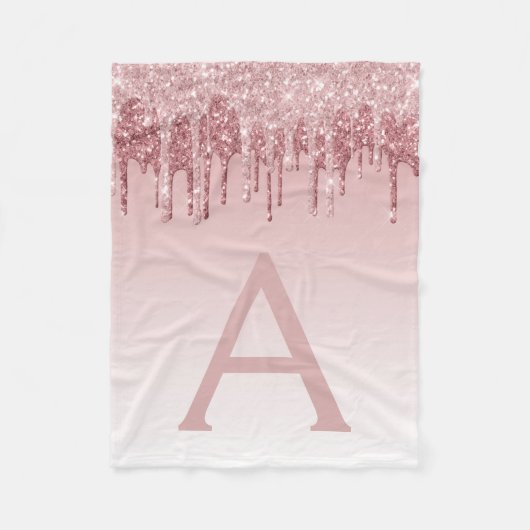 Couverture Polaire Rose Gold Sparkle Parties scintillant Monogramme N (Devant)
