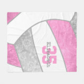 Couverture Polaire rose gris girly volleyball w athlète nom personnal (Devant (Horizontal))