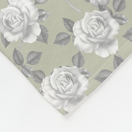 Couverture Polaire Rose Jardin Monogramme Sage Vert (Coin)