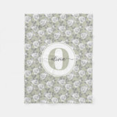 Couverture Polaire Rose Jardin Monogramme Sage Vert (Devant)