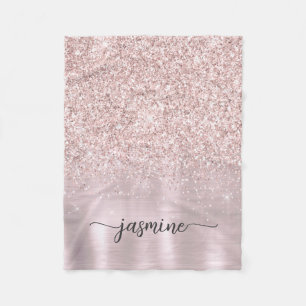Couverture Polaire Rose métallique Parties scintillant or Nom du mono