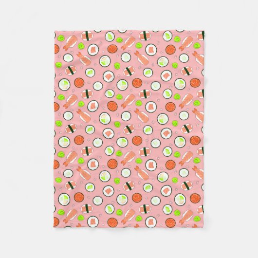 Couverture Polaire Rose mignon de motif de sushi (Devant)