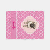 Couverture Polaire Rose mignon Quatrefoil de chiot de carlin avec le (Devant (Horizontal))