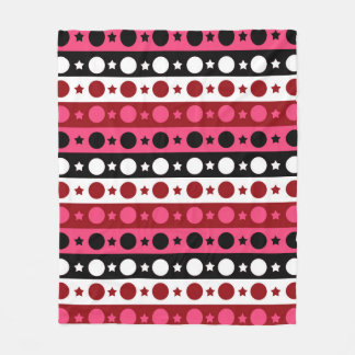 Couverture Polaire Rose noir blanc Cercle Étoiles rayures Design