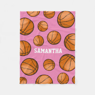Couverture Polaire Rose nommé fait sur commande de fan de basket-bal
