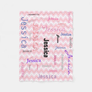 Couverture Polaire Rose nommé personnalisé Chevron de typographie
