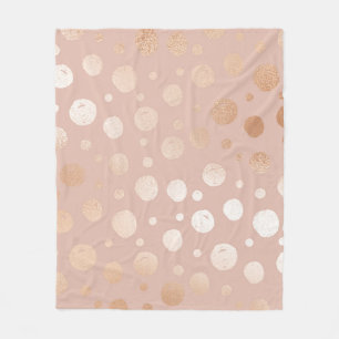 Couverture Polaire Rose-or et beige points motif