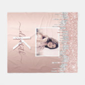 Couverture Polaire Rose or parties scintillant blush argent photo mon (Devant (Horizontal))