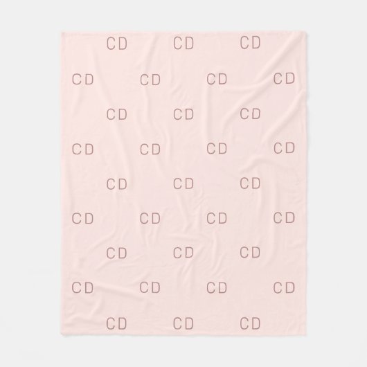 Couverture Polaire Rose or rousse monogramme initiales motif (Devant)