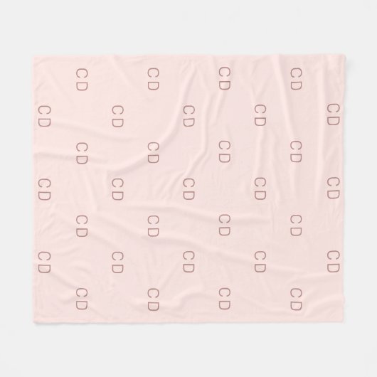 Couverture Polaire Rose or rousse monogramme initiales motif (Devant (Horizontal))