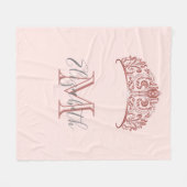 Couverture Polaire Rose or tiara couronne brush nom monogramme (Devant (Horizontal))