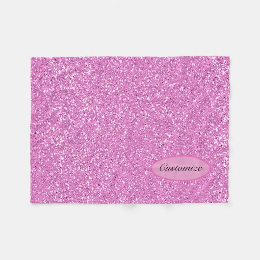 Couverture Polaire Rose Pailleté Faux Personnalisé (Devant (Horizontal))