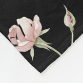 Couverture Polaire Rose Pâle Aquarelle Floral Noir (Coin)