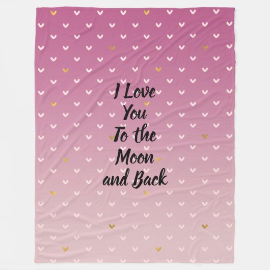 Couverture Polaire Rose Pâle Or Cœurs Ombré (Devant)