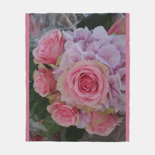 Couverture Polaire Rose Pastel et Hydrangea Fleece Blanket (Devant)