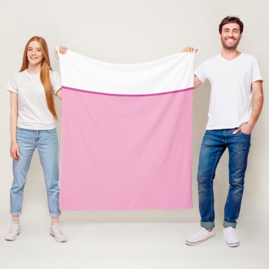 Couverture Polaire Rose pastel rose et blanc (En situation)