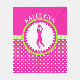 Couverture Polaire Rose personnalisé de basket-ball - pois vert
