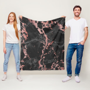 Couverture Polaire Rose PInk et gris marbre noir