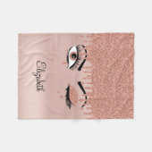 Couverture Polaire Rose Pink Gold Eyelashes Dripping Glitter (Devant (Horizontal))