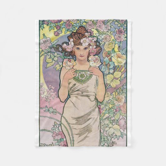 Couverture Polaire Rose (Quatre Fleurs), Alphonse Mucha (Devant)