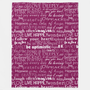 Couverture Polaire Rose rose blanc mots inspirants Noël