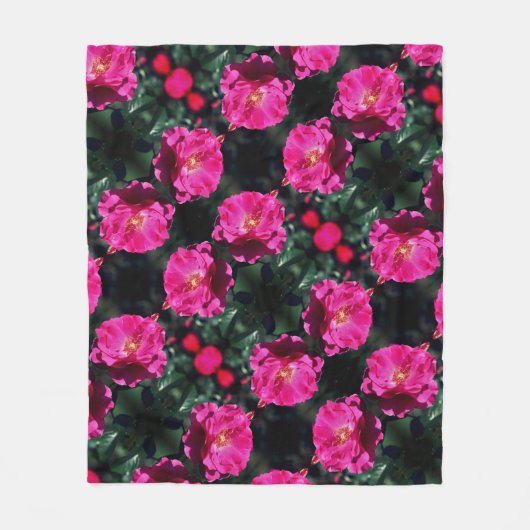 Couverture Polaire Rose rose en fleurs complètes Motif (Devant)