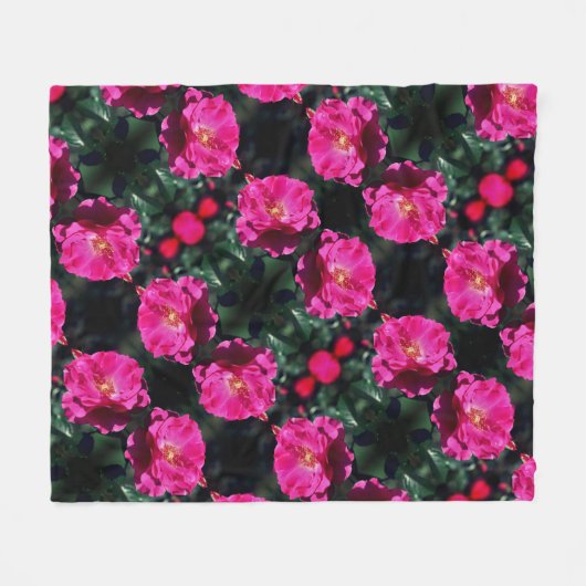 Couverture Polaire Rose rose en fleurs complètes Motif (Devant (Horizontal))