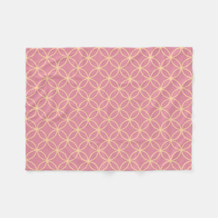 Couverture Polaire Rose rose et crème pêche cercles pétales motif