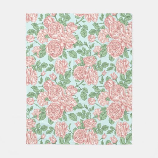 Couverture Polaire Rose rose Jardin Bouquet Motif (Devant)