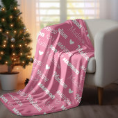 Couverture Polaire Rose rose mignonne nom répétée girly personnalisée