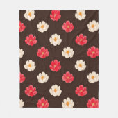 Couverture Polaire Rose Rouge Fleur Blanche (Devant)