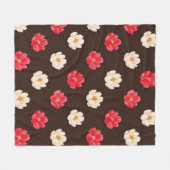 Couverture Polaire Rose Rouge Fleur Blanche (Devant (Horizontal))