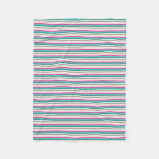 Couverture Polaire Rose sarcelle et rayures grises (Devant)