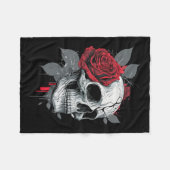 Couverture Polaire Rose Skeleton Skull main rouge Fleur Rose (Devant (Horizontal))