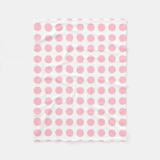 Couverture Polaire Rose sur blanc Grand format Pois horizontaux (Devant)