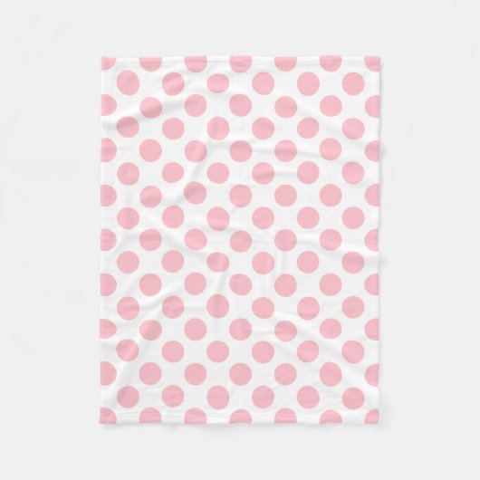 Couverture Polaire Rose sur blanc grand Pois (Devant)